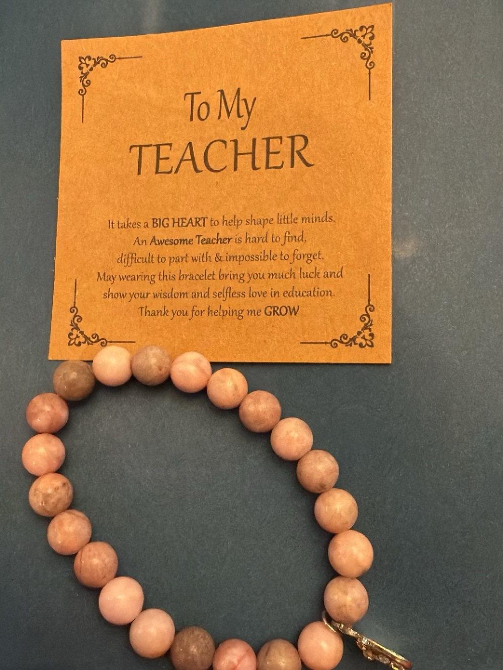 Teacher Appreciation Pink Beaded Bracelet